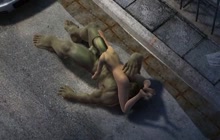 Hulk Destroys Tight Pussy On The Street