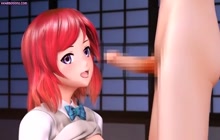 Red haired cartoon girl sucking penis